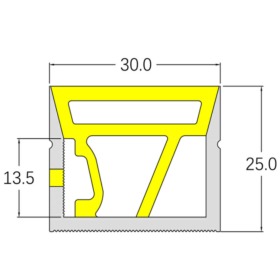 Flexible Silicone LED Channel Diffuser Waterproof For 12mm LED Light Strip - 30*25mm 120° Side Emitting Flexible Silicone LED Channel Diffuser Waterproof For 12mm LED Light Strip - 30*25mm 120° Side Emitting